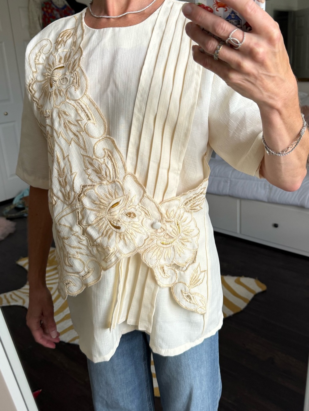 Vintage Cream Soutache Blouse Art Deco Romantic Coastal Grandmacore - Picture 3 of 8